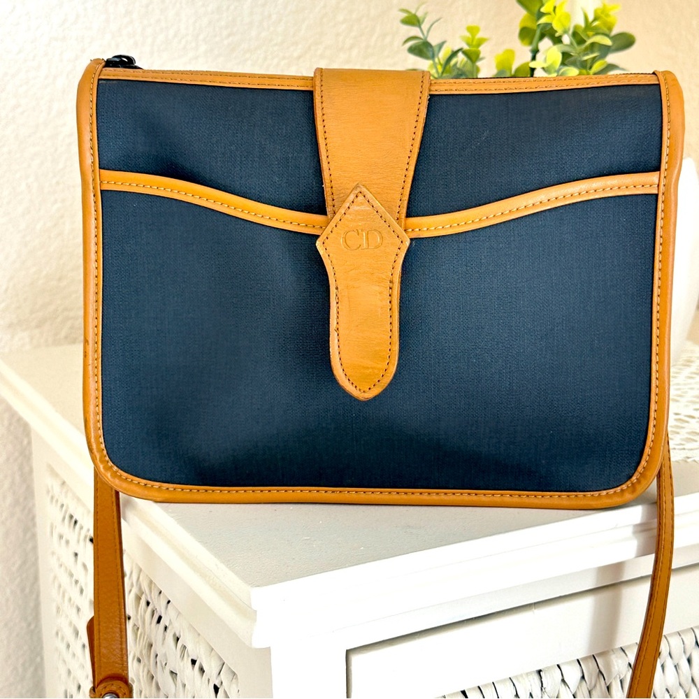 10x7 Christian Dior Rare Vintage Blue Waterproof Minimalist PVC Crossbody Bag